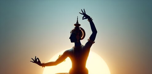 Silhouette of a classical dancer performing a dance pose