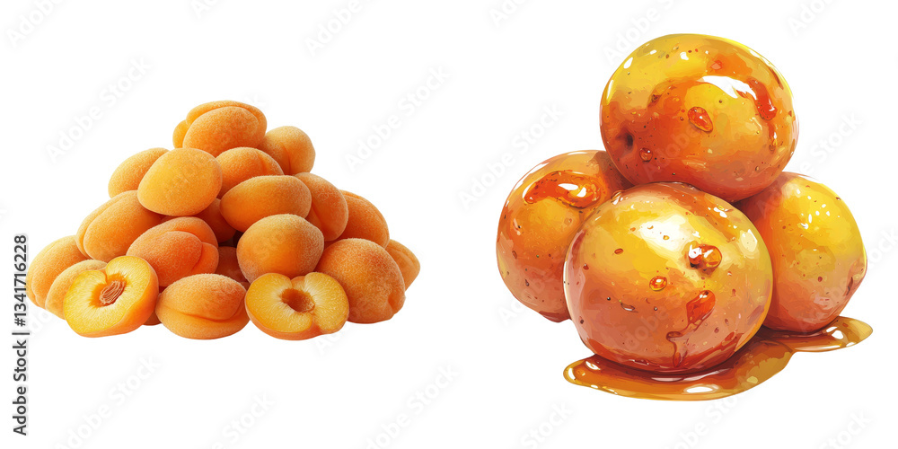 Poster Generative Ai has created an image of isolated apricots set against a transparent background