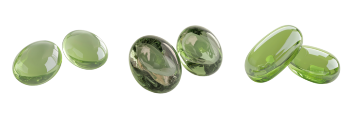 On a transparent background, isolated green hard candies have been generated by Ai