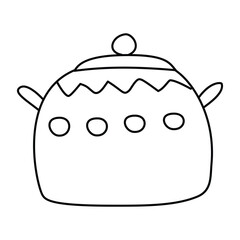 Kitchen saucepan, hand drawn. Doodle illustration