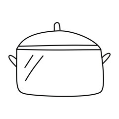 Kitchen saucepan, hand drawn. Doodle illustration