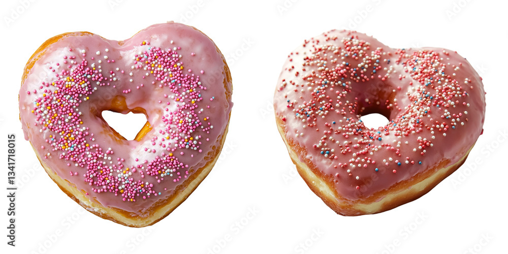 Poster Generative Ai has created an image of a heart-shaped donut that is isolated on a transparent background