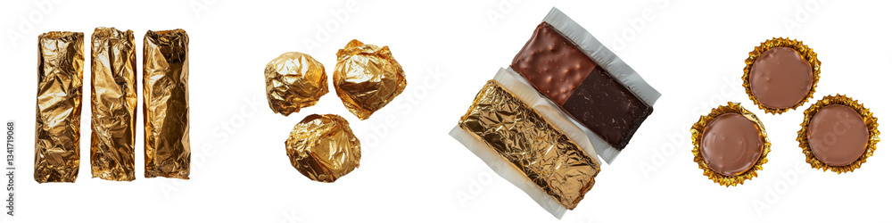 Poster Generative Ai is used to create chocolate candies that are isolated on a transparent background