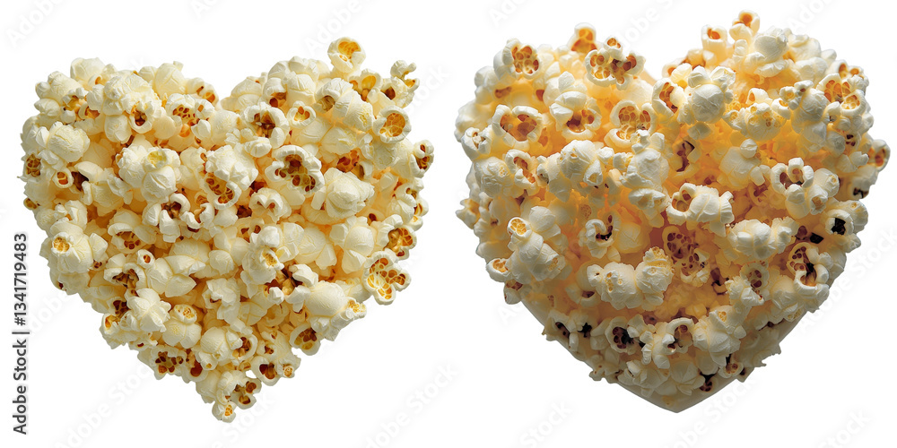 Poster isolated on a transparent background, heart-shaped popcorn is a creation of generative ai