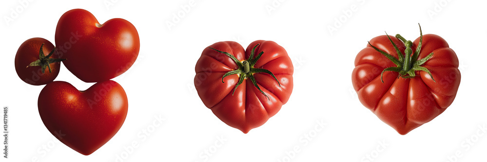 Aufkleber An isolated tomato in the shape of a heart on a transparent background was made using Generative Ai