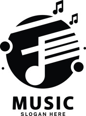Vector modern music brand logo with text and slogan placeholder.