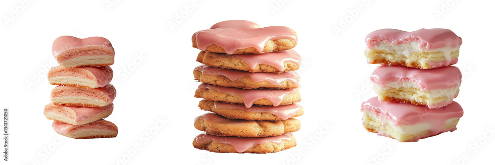 Aufkleber generative ai created isolated heart-shaped valentine cookies on a transparent background