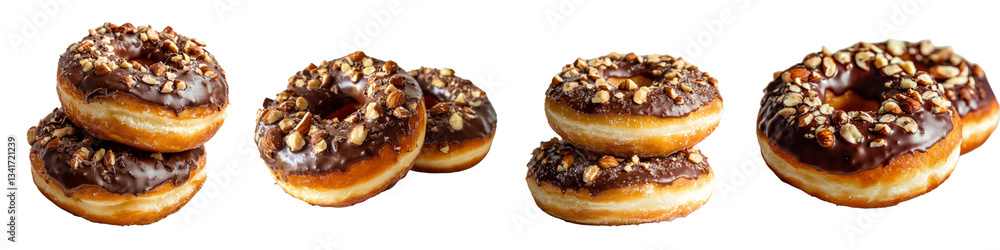 Poster Generative Ai generated a chocolate and nut donut isolated against a transparent background