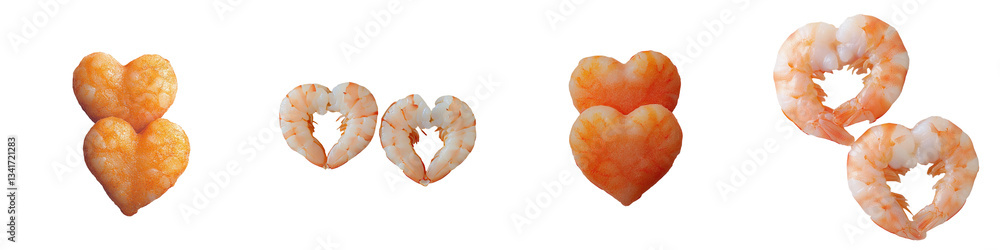 Aufkleber Generative Ai has produced an image of two orange shrimps in a heart shape, isolated on a transparent background