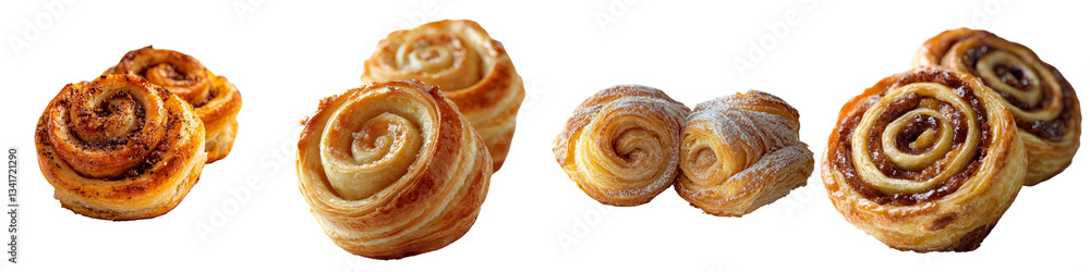 Poster Isolated on a transparent background is a Sweet Cinnamon Bun made with Generative Ai