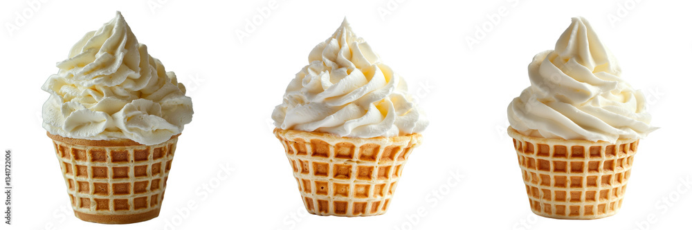 Aufkleber generative ai created an image of frozen yogurt with a creamy white swirl, served in a crispy waffle