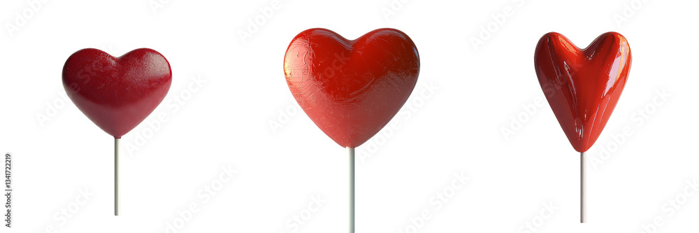Poster A transparent background isolates a heart shaped red lollipop in this image generated by Generative Ai