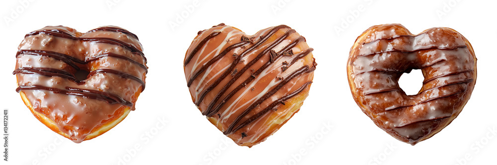 Poster Isolated on a transparent background is a heart-shaped donut made entirely of chocolate and generated by Generative Ai