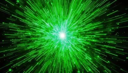 Emerald green light explosion, glittering with bright sparkles, green glitter, light effect