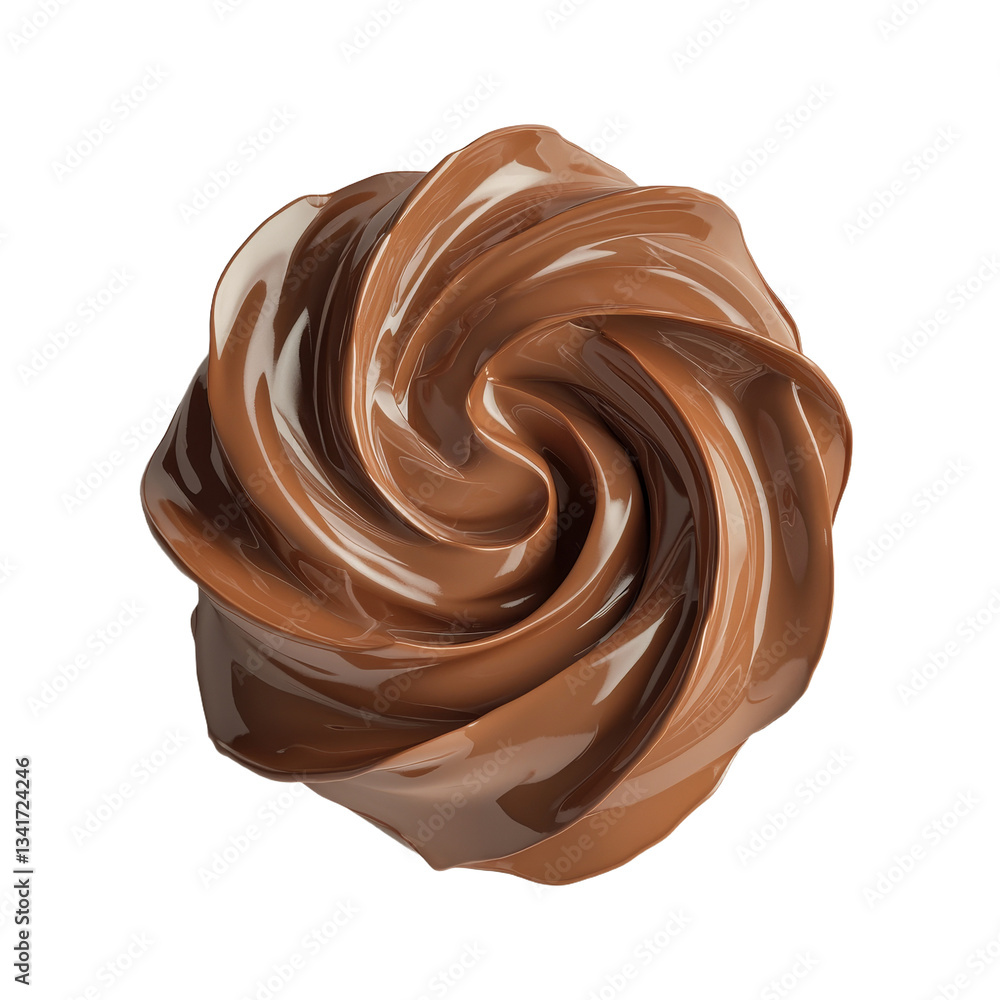Poster On a transparent background, a realistic chocolate curl with smooth texture and detailed edges is showcased, generated by Generative Ai