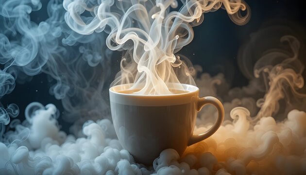 Steaming hot tea cup isolated on transparent backgroud