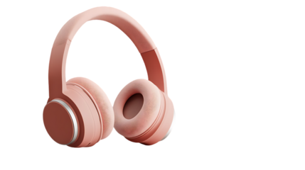 Stylish pink over ear headphones provide high quality audio