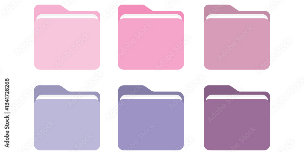 Poster set of icon folder computer file colourful document binder data archive. file folder vector icons. o