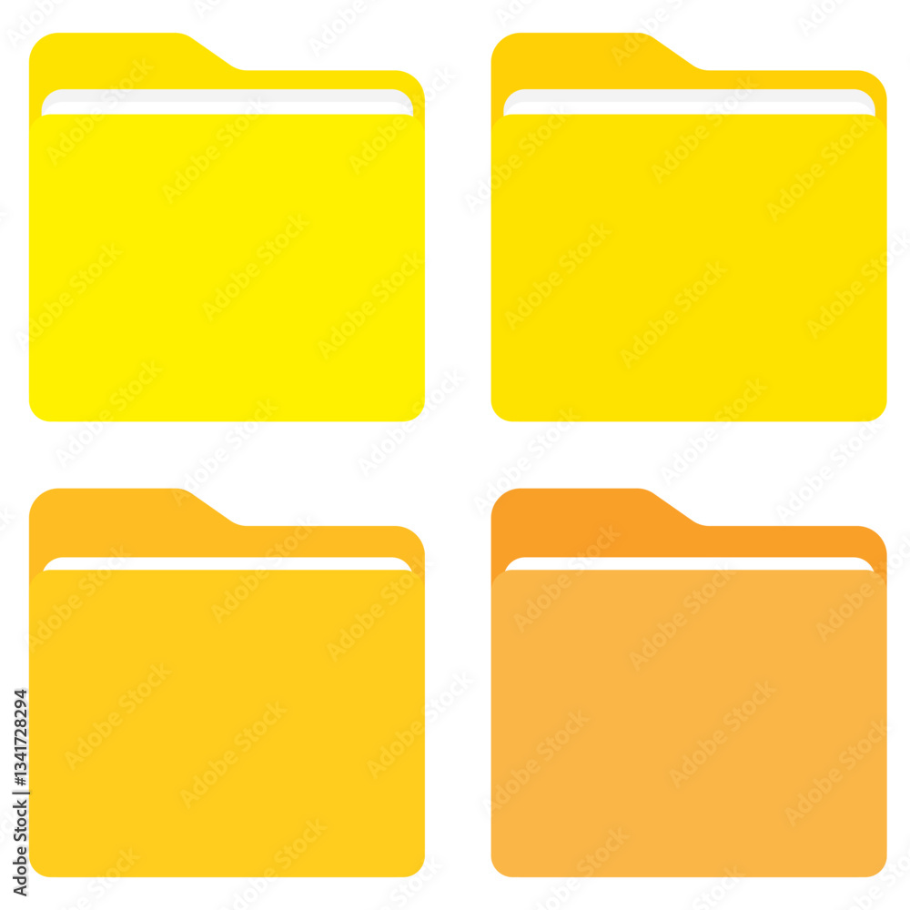 Poster set of icon folder computer file colourful document binder data archive. file folder vector icons. o