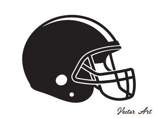 American Football Helmet Silhouette Vector, football helmet line art vector outline drawing