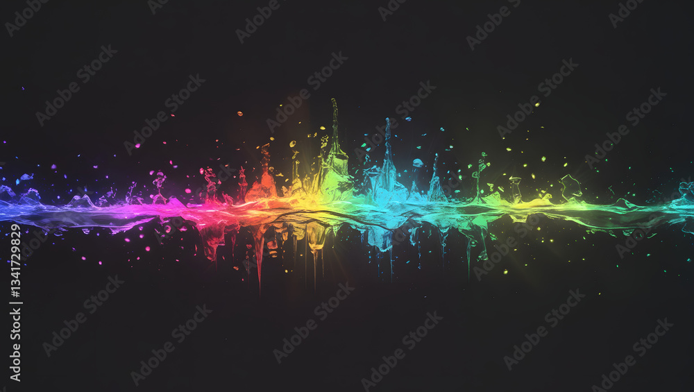 Poster vibrant soundwave: a visual representation of sound energy, rendered as a colorful and dynamic wavef