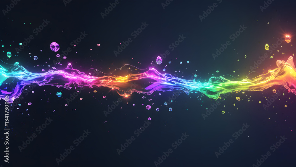 Poster chromatic stream: a captivating and dynamic abstract composition featuring a vibrant stream of iride