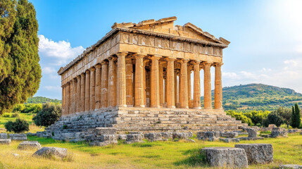 Obraz premium Ancient Greek Temple Architecture, Historical Landmark