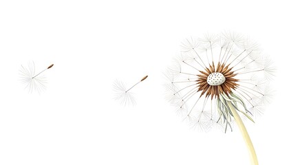 Dandelion Seeds Floating for White Background.