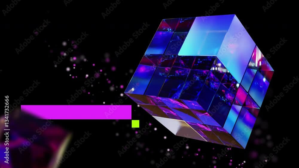 Poster abstract geometric glass cube loop animation