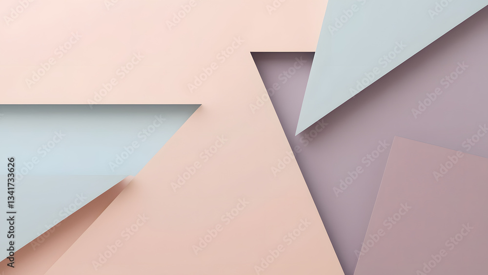 Poster geometric pastel abstract: a captivating composition of overlapping geometric shapes in soft pastel 