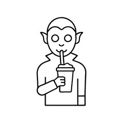 A vampire drinking a protein shake, clipart icon, corrected faces, sharp fangs, loosely cropped, modern undead,