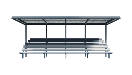 steel bleachers with flat roof front view