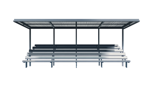 steel bleachers with flat roof front view