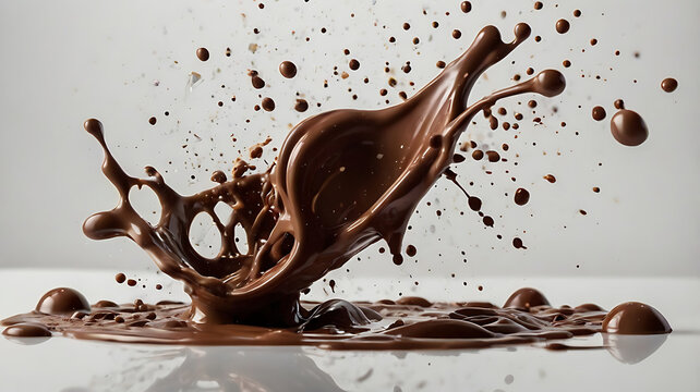 splash de chocolat liquide isol&eacute; sur fond blanc