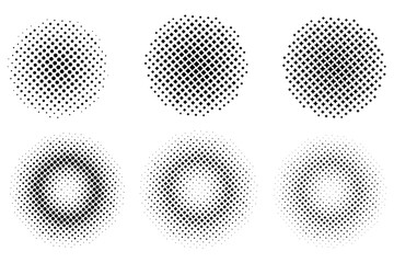 Set of halftone isolated background.