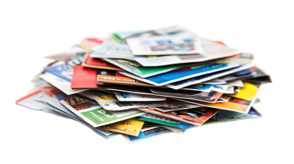 Colorful pile of junk mail and paper on black