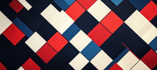 Fototapeta premium Red, white, and blue geometric pattern with a dark background Generative AI