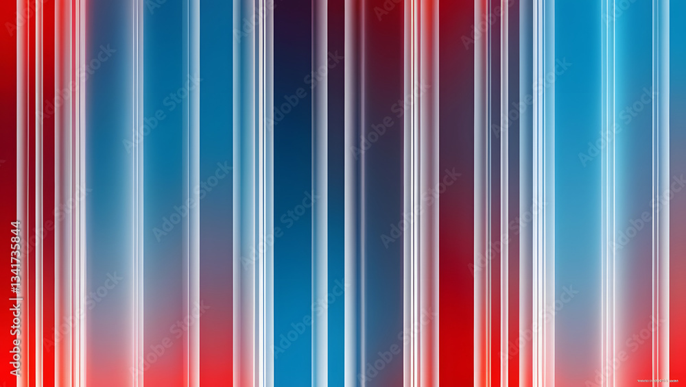 Poster abstract red and blue stripes: an abstract composition of vertical red and blue stripes creates a dy