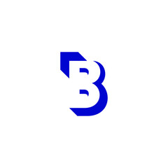 Letter B Logo with blue flat vector design concept