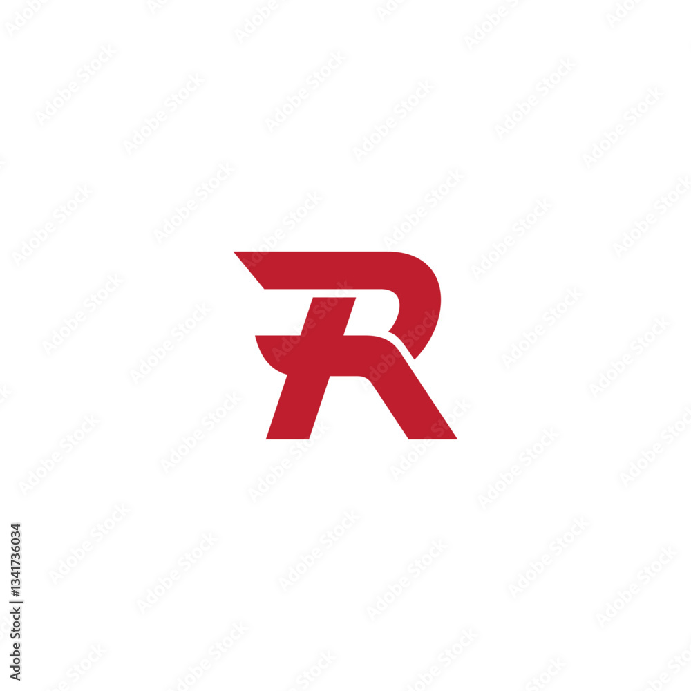 Poster letter r logo with red color flat design vector style