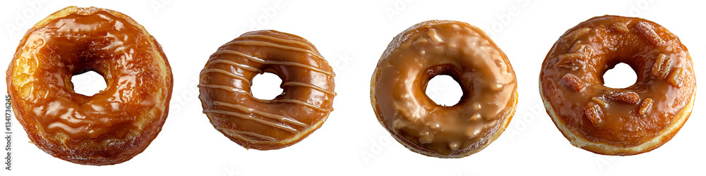 Poster on a transparent background an isolated glazed doughnut was generated by generative ai