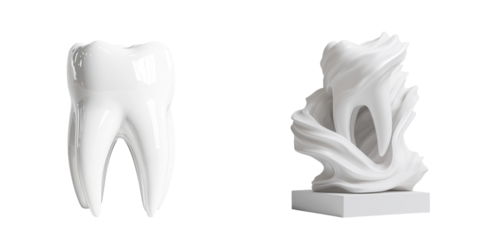An image of artificial teeth on a transparent background has been generated using stock