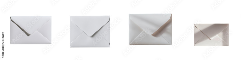Poster on a transparent background, a white paper envelope is depicted in isolation, a product of generativ