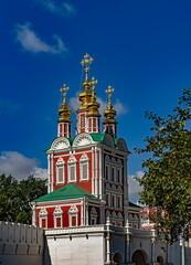 Transfiguration church. Years of construction 1687 - 1688. Novodevichy monastery in Moscow Russia