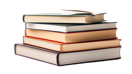 Stack of five colorful hardcover books piled neatly together