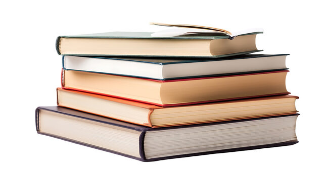 Stack of five colorful hardcover books piled neatly together