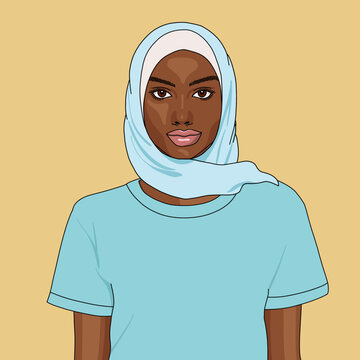 Stylized Woman with Headscarf Portrait
