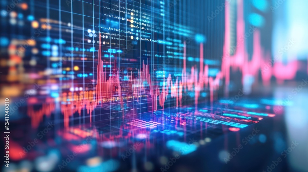 Poster vibrant data visualization with colorful graphs and lines