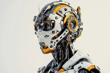 Fototapeta premium Detailed robotic head with intricate design showcasing advanced technology and craftsmanship