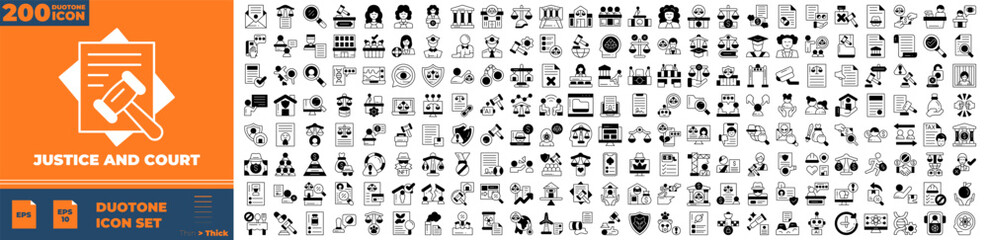 Justice And Court Duotone Editable Icons set